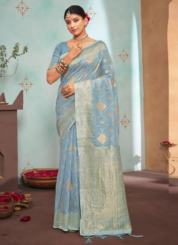 Sangam Pratisha Organza Weaving Rich Pallu Sarees Collection